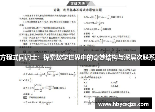 方程式同调士：探索数学世界中的奇妙结构与深层次联系